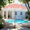 image:imageAMMSUN 7ft Patio Umbrella with Fringe Outdoor Tassel Umbrella UPF50 Premium Steel Pole and Steel Ribs Push Button Tilt BlackWave Pink Champagne