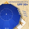 image:imageAMMSUN 8 Feet Large Beach Umbrella with Sand Anchor Heavy Duty High Wind Portable Outdoor Umbrellas UV 50 Protection Air Vent Tilt Patio Garden PoolBlue