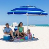 image:imageAMMSUN 8 Feet Large Beach Umbrella with Sand Anchor Heavy Duty High Wind Portable Outdoor Umbrellas UV 50 Protection Air Vent Tilt Patio Garden PoolBlue Stripe