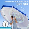 image:imageAMMSUN 8 Feet Large Beach Umbrella with Sand Anchor Heavy Duty High Wind Portable Outdoor Umbrellas UV 50 Protection Air Vent Tilt Patio Garden PoolBlue Stripe