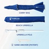 image:imageAMMSUN 8 Feet Large Beach Umbrella with Sand Anchor Heavy Duty High Wind Portable Outdoor Umbrellas UV 50 Protection Air Vent Tilt Patio Garden PoolBlue
