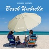 image:imageAMMSUN 8 Feet Large Beach Umbrella with Sand Anchor Heavy Duty High Wind Portable Outdoor Umbrellas UV 50 Protection Air Vent Tilt Patio Garden PoolCream Khaki