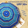 image:imageAMMSUN 8 Feet Large Beach Umbrella with Sand Anchor Heavy Duty High Wind Portable Outdoor Umbrellas UV 50 Protection Air Vent Tilt Patio Garden PoolGreen Stripes