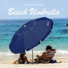 image:imageAMMSUN 8 Feet Large Beach Umbrella with Sand Anchor Heavy Duty High Wind Portable Outdoor Umbrellas UV 50 Protection Air Vent Tilt Patio Garden PoolNavy