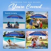 image:imageAMMSUN 8 Feet Large Beach Umbrella with Sand Anchor Heavy Duty High Wind Portable Outdoor Umbrellas UV 50 Protection Air Vent Tilt Patio Garden PoolNavy Stripes