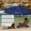 image:imageAMMSUN 8 Feet Large Beach Umbrella with Sand Anchor Heavy Duty High Wind Portable Outdoor Umbrellas UV 50 Protection Air Vent Tilt Patio Garden PoolNavy