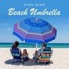 image:imageAMMSUN 8 Feet Large Beach Umbrella with Sand Anchor Heavy Duty High Wind Portable Outdoor Umbrellas UV 50 Protection Air Vent Tilt Patio Garden PoolNavy Stripes