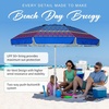 image:imageAMMSUN 8 Feet Large Beach Umbrella with Sand Anchor Heavy Duty High Wind Portable Outdoor Umbrellas UV 50 Protection Air Vent Tilt Patio Garden PoolNavy Stripes