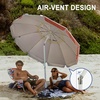 image:imageAMMSUN 8 Feet Large Beach Umbrella with Sand Anchor Heavy Duty High Wind Portable Outdoor Umbrellas UV 50 Protection Air Vent Tilt Patio Garden PoolRed