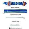 image:imageAMMSUN 8 Feet Large Beach Umbrella with Sand Anchor Heavy Duty High Wind Portable Outdoor Umbrellas UV 50 Protection Air Vent Tilt Patio Garden PoolRed Blue Stripes