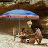 image:imageAMMSUN 8 Feet Large Beach Umbrella with Sand Anchor Heavy Duty High Wind Portable Outdoor Umbrellas UV 50 Protection Air Vent Tilt Patio Garden PoolRed Blue Stripes