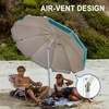image:imageAMMSUN 8 Feet Large Beach Umbrella with Sand Anchor Heavy Duty High Wind Portable Outdoor Umbrellas UV 50 Protection Air Vent Tilt Patio Garden PoolTeal