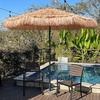 image:imageAMMSUN 9ft Hula Thatched Tiki Umbrella Hawaiian Style Beach Patio Umbrella and 8 Ribs with Crank Lift UPF 50 Outdoor Tiki Bar Tropical Palapa Patio Garden Beach Pool Backyard Natural Color