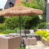 image:imageAMMSUN 9ft Hula Thatched Tiki Umbrella Hawaiian Style Beach Patio Umbrella and 8 Ribs with Crank Lift UPF 50 Outdoor Tiki Bar Tropical Palapa Patio Garden Beach Pool Backyard Natural Color