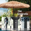 image:imageAMMSUN 9ft Hula Thatched Tiki Umbrella Hawaiian Style Beach Patio Umbrella and 8 Ribs with Crank Lift UPF 50 Outdoor Tiki Bar Tropical Palapa Patio Garden Beach Pool Backyard Natural Color