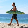 image:imageAMMSUN Beach Cabana 6565 Beach Canopy Easy Set up and Take Down Cabana Tent with Sand Pockets Instant Sun Shade with Side Wall Coral TropicalDazzling Banana