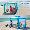 image:imageAMMSUN Beach Cabana 6565 Beach Canopy Easy Set up and Take Down Cabana Tent with Sand Pockets Instant Sun Shade with Side Wall Coral TropicalGradient Blue