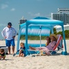 image:imageAMMSUN Beach Cabana 6565 Beach Canopy Easy Set up and Take Down Cabana Tent with Sand Pockets Instant Sun Shade with Side Wall Coral TropicalGradient Blue