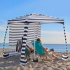 image:imageAMMSUN Beach Cabana 6565 Beach Canopy Easy Set up and Take Down Cabana Tent with Sand Pockets Instant Sun Shade with Side Wall Coral TropicalNavy Sailor