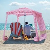 image:imageAMMSUN Beach Cabana 6565 Beach Canopy Easy Set up and Take Down Cabana Tent with Sand Pockets Instant Sun Shade with Side Wall Coral TropicalPink Leaf