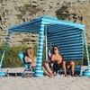 image:imageAMMSUN Beach Cabana 6565 Beach Canopy Easy Set up and Take Down Cabana Tent with Sand Pockets Instant Sun Shade with Side Wall Coral TropicalRoyal Turquoise