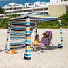 image:imageAMMSUN Beach Cabana 6565 Beach Canopy Easy Set up and Take Down Cabana Tent with Sand Pockets Instant Sun Shade with Side Wall Coral TropicalVibrant Stripe