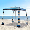 image:imageAMMSUN Beach Cabana 6565 Beach Canopy Easy Set up and Take Down Cabana Tent with Sand Pockets Instant Sun Shade with Side Wall Coral TropicalVibrant Stripe