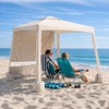 image:imageAMMSUN Beach Cabana 6565 Beach Canopy Easy Set up and Take Down Cabana Tent with Sand Pockets Instant Sun Shade with Side Wall Coral TropicalVintage Beige
