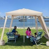 image:imageAMMSUN Beach Cabana 6565 Beach Canopy Easy Set up and Take Down Cabana Tent with Sand Pockets Instant Sun Shade with Side Wall Coral TropicalVintage Beige
