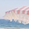 image:imageAMMSUN Beach Umbrella With Fringe 65ft Boho With Premium Wood Pole amp Carry Bag UPF 50 for Outdoor Holiday Gentle Pink