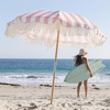 image:imageAMMSUN Beach Umbrella With Fringe 65ft Boho With Premium Wood Pole amp Carry Bag UPF 50 for Outdoor Holiday Gentle Pink