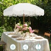 image:imageAMMSUN Boho Fringe Umbrella 65ft Outdoor Umbrella with TasselAntique White