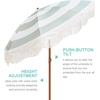 image:imageAMMSUN Boho Fringe Umbrella 65ft Outdoor Umbrella with TasselGreen Stripe