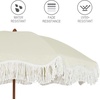image:imageAMMSUN Boho Fringe Umbrella 65ft Outdoor Umbrella with TasselLight Beige