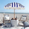 image:imageAMMSUN Boho Fringe Umbrella 65ft Outdoor Umbrella with TasselNavy Stripe