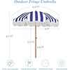 image:imageAMMSUN Boho Fringe Umbrella 65ft Outdoor Umbrella with TasselNavy Stripe