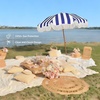 image:imageAMMSUN Boho Fringe Umbrella 65ft Outdoor Umbrella with TasselNavy Stripe