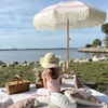 image:imageAMMSUN Boho Fringe Umbrella 65ft Outdoor Umbrella with TasselPink Stripes