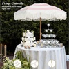 image:imageAMMSUN Boho Fringe Umbrella 65ft Outdoor Umbrella with TasselPink Stripes