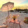image:imageAMMSUN Boho Fringe Umbrella 65ft Outdoor Umbrella with TasselPink Stripes