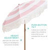 image:imageAMMSUN Boho Fringe Umbrella 65ft Outdoor Umbrella with TasselPink Stripes