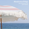 image:imageAMMSUN Boho Fringe Umbrella 65ft Outdoor Umbrella with TasselPink Stripes