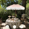 image:imageAMMSUN Boho Fringe Umbrella 65ft Outdoor Umbrella with TasselRose Stripe
