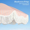 image:imageAMMSUN Boho Fringe Umbrella 65ft Outdoor Umbrella with TasselRose Stripe
