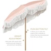 image:imageAMMSUN Boho Fringe Umbrella 65ft Outdoor Umbrella with TasselRose Stripe