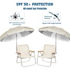 image:imageAMMSUN Chair Umbrella with Universal Clamp Adjustable 47 inches and 360 Swivel amp UPF 50 Protection Portable Sun Umbrella Secure Clip on CampingBeach Chairs Stroller Wheelchair Golf cart Lounger Blue LargesizedLight Beige2 PACK