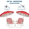 image:imageAMMSUN Chair Umbrella with Universal Clamp Adjustable 47 inches and 360 Swivel amp UPF 50 Protection Portable Sun Umbrella Secure Clip on CampingBeach Chairs Stroller Wheelchair Golf cart Lounger Blue LargesizedRed2 PACK