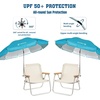 image:imageAMMSUN Chair Umbrella with Universal Clamp Adjustable 47 inches and 360 Swivel amp UPF 50 Protection Portable Sun Umbrella Secure Clip on CampingBeach Chairs Stroller Wheelchair Golf cart Lounger Blue LargesizedLight Blue2 PACK
