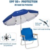 image:imageAMMSUN Chair Umbrella with Universal Clamp Adjustable 47 inches and 360 Swivel amp UPF 50 Protection Portable Sun Umbrella Secure Clip on CampingBeach Chairs Stroller Wheelchair Golf cart Lounger Blue LargesizedBlue
