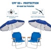 image:imageAMMSUN Chair Umbrella with Universal Clamp Adjustable 47 inches and 360 Swivel amp UPF 50 Protection Portable Sun Umbrella Secure Clip on CampingBeach Chairs Stroller Wheelchair Golf cart Lounger Blue LargesizedBlue2 PACK